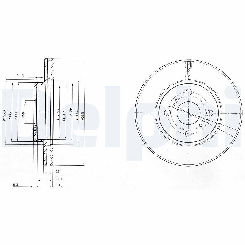 Delphi Bremsscheibe [Hersteller-Nr. BG4053] für Toyota