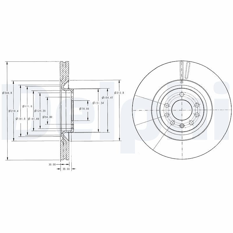 Delphi Bremsscheibe [Hersteller-Nr. BG9098] für Cadillac, Saab, Vauxhall, Opel