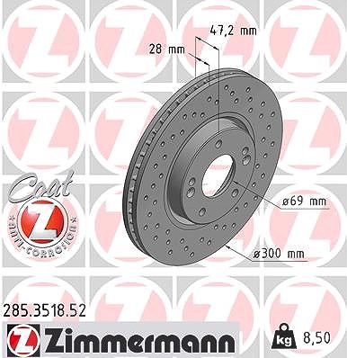 Zimmermann Bremsscheibe Vorderachse Belüftet [Hersteller-Nr. 285.3518.52] für Hyundai, Kia