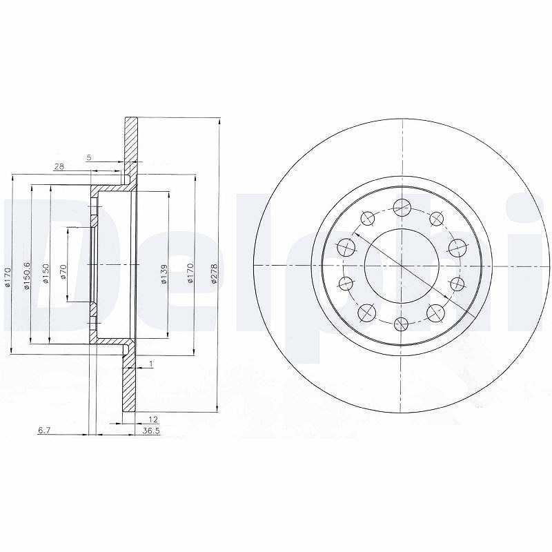 Delphi Bremsscheibe [Hersteller-Nr. BG3994] für Fiat, Alfa Romeo, Jeep