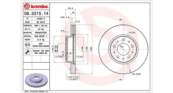 Magneti Marelli Bremsscheibe [Hersteller-Nr. 360406051200] für Volvo