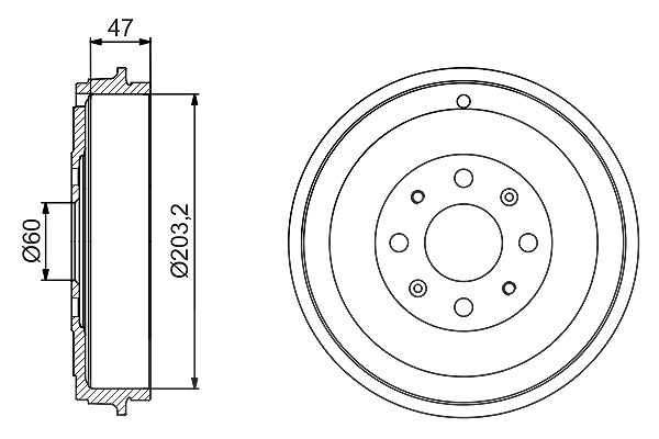 Bosch Bremstrommel Hinterachse [Hersteller-Nr. 0986477207] für Fiat, Opel, Vauxhall