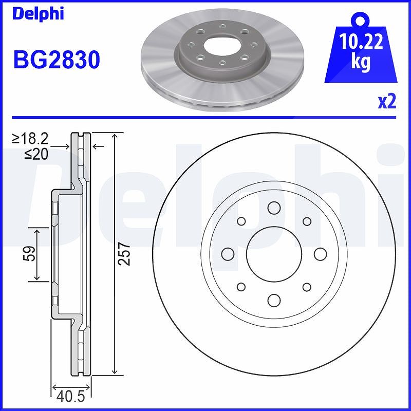 Delphi Bremsscheibe [Hersteller-Nr. BG2830] für Lancia, Alfa Romeo, Fiat