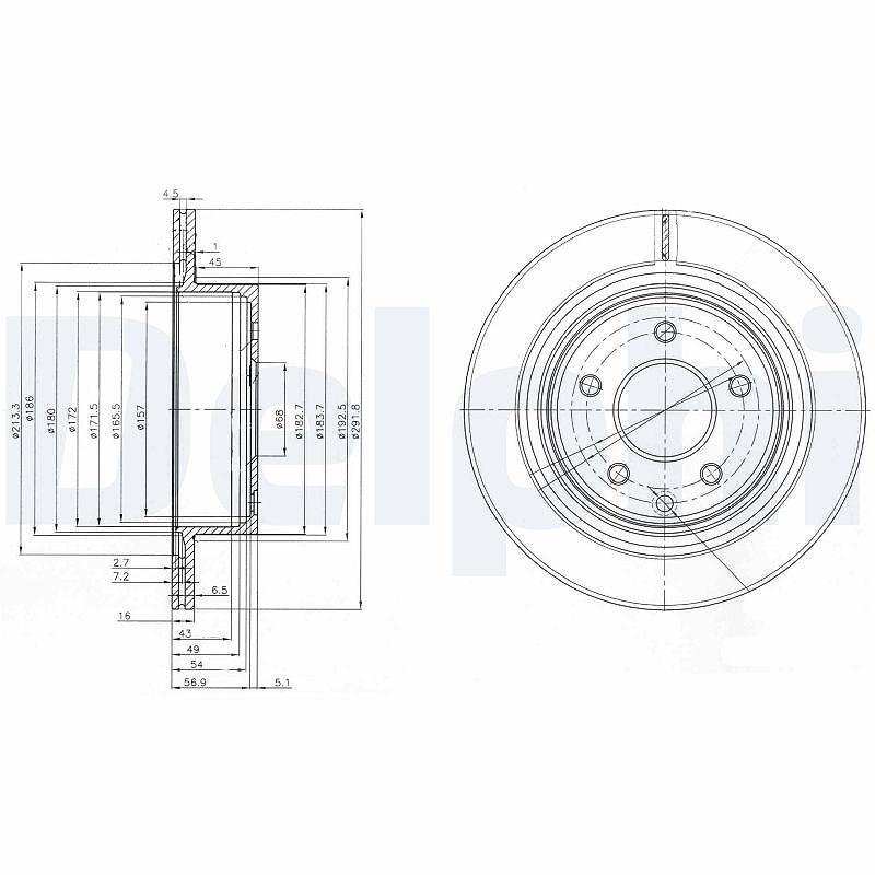 Delphi Bremsscheibe [Hersteller-Nr. BG3765C] für Renault, Infiniti, Nissan