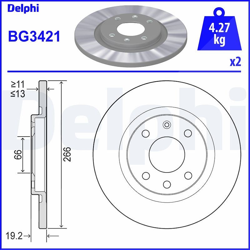 Delphi Bremsscheibe [Hersteller-Nr. BG3421] für Citroën, Peugeot