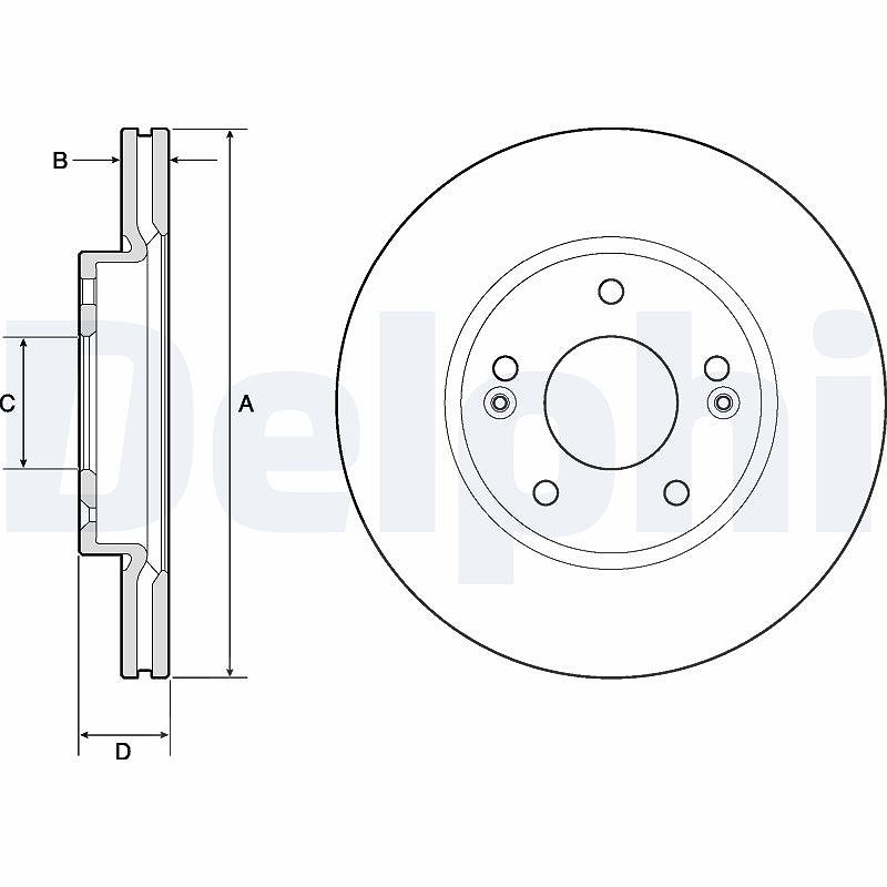 Delphi Bremsscheibe [Hersteller-Nr. BG4745C] für Hyundai, Kia