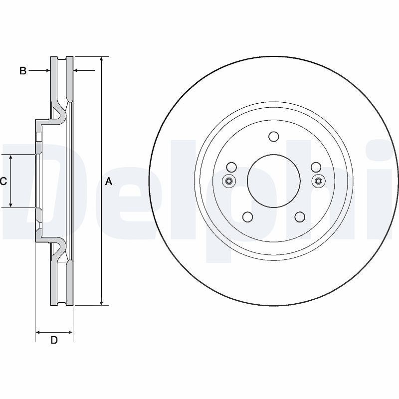 Delphi Bremsscheibe Vorderachse belüftet [Hersteller-Nr. BG4683C] für Hyundai, Kia