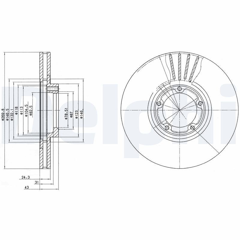 Delphi Bremsscheibe [Hersteller-Nr. BG3366] für Ford