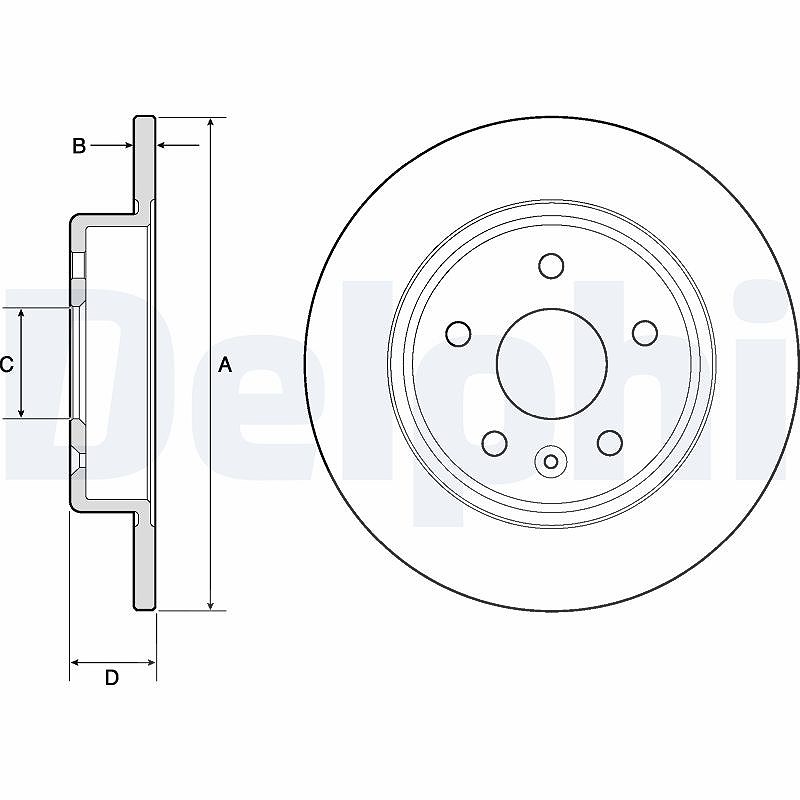 Delphi Bremsscheibe Hinterachse Voll [Hersteller-Nr. BG4761C] für Vauxhall, Opel