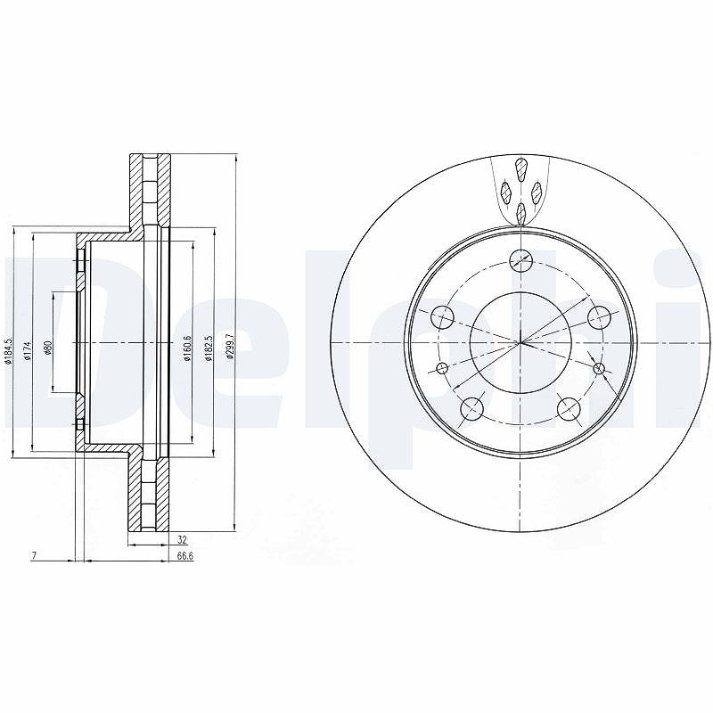 Delphi Bremsscheibe [Hersteller-Nr. BG4060] für Opel, Peugeot, Citroën, Fiat, Vauxhall