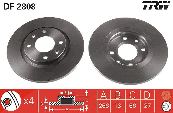Trw Bremsscheibe Vorderachse Vol [Hersteller-Nr. DF2808] für Peugeot, Citroën