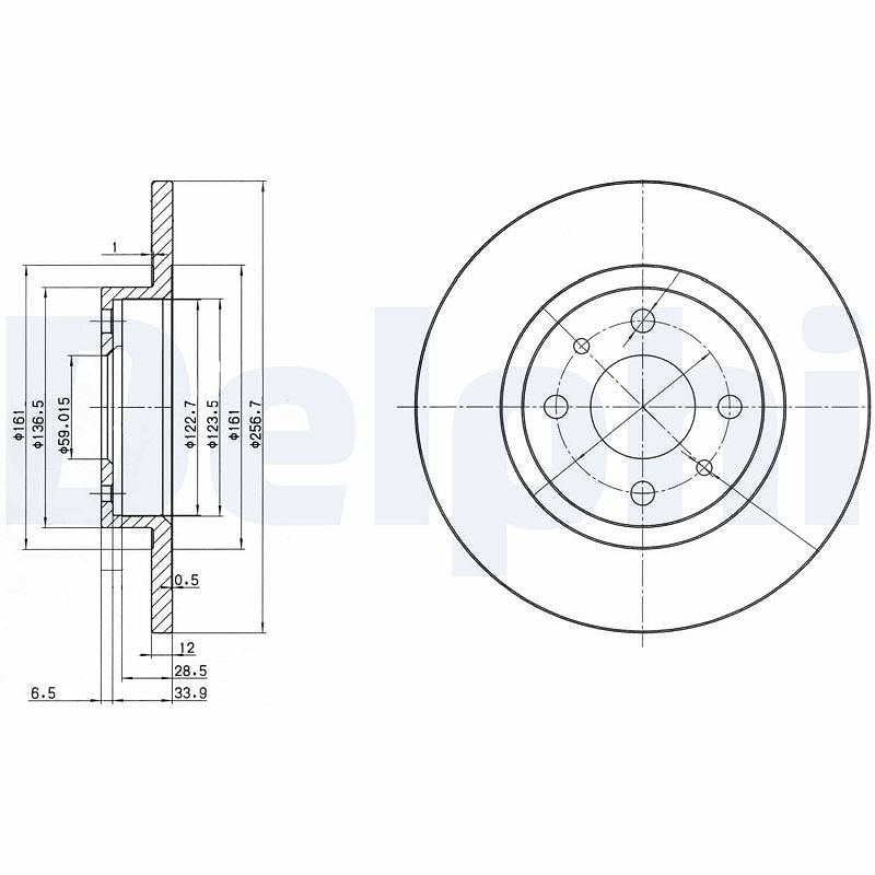 Delphi Bremsscheibe [Hersteller-Nr. BG2411] für Chrysler, Fiat, Alfa Romeo, Lancia