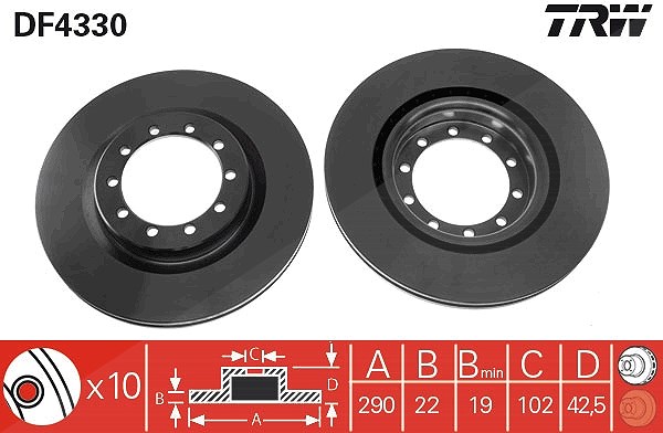 Trw Bremsscheibe [Hersteller-Nr. DF4330] für Renault, Renault Trucks