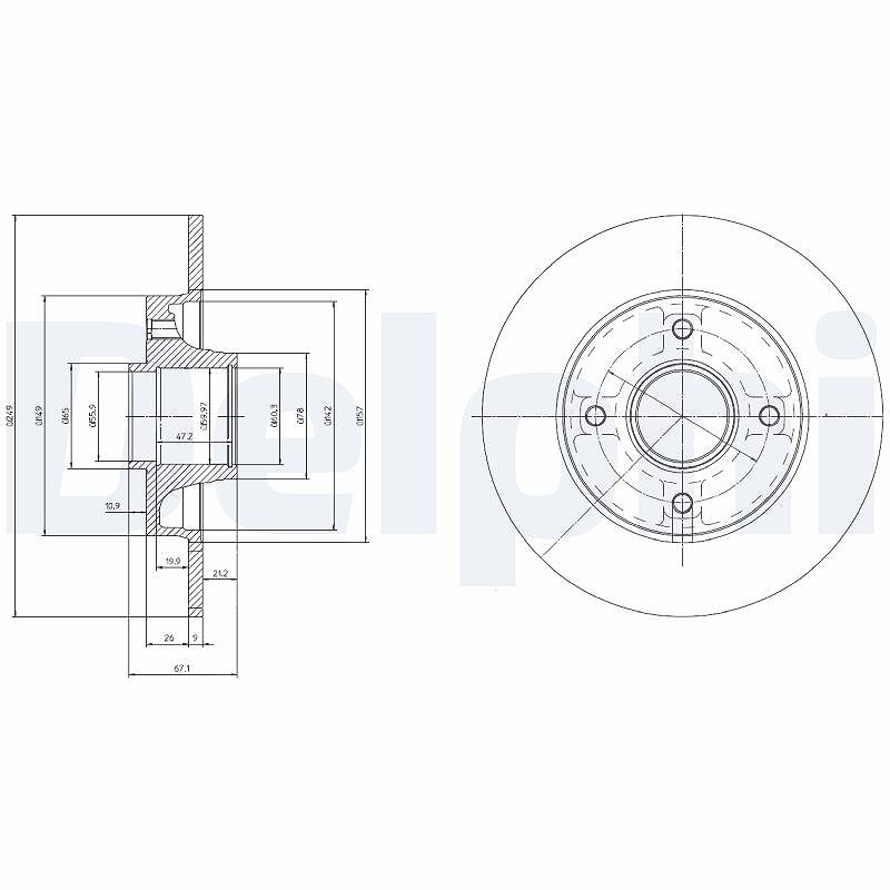 Delphi Bremsscheibe [Hersteller-Nr. BG9021RS] für Citroën, Peugeot