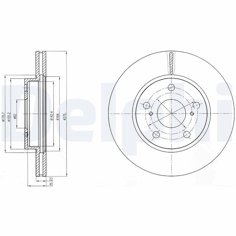 Delphi Bremsscheibe [Hersteller-Nr. BG4232] für Toyota