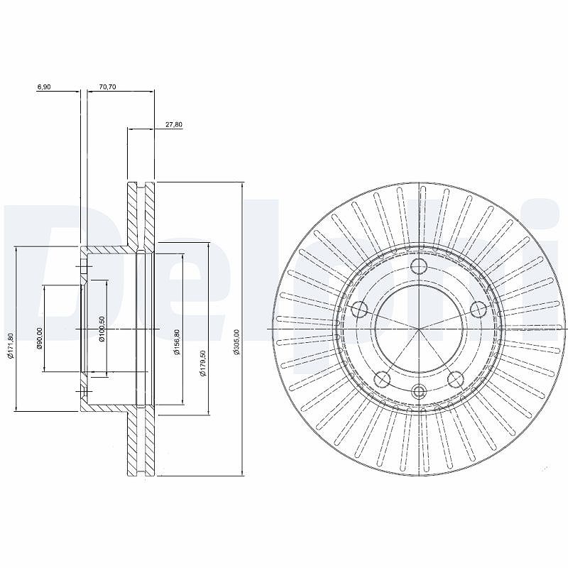 Delphi Bremsscheibe [Hersteller-Nr. BG9692] für Vauxhall, Opel, Renault, Peugeot, Nissan
