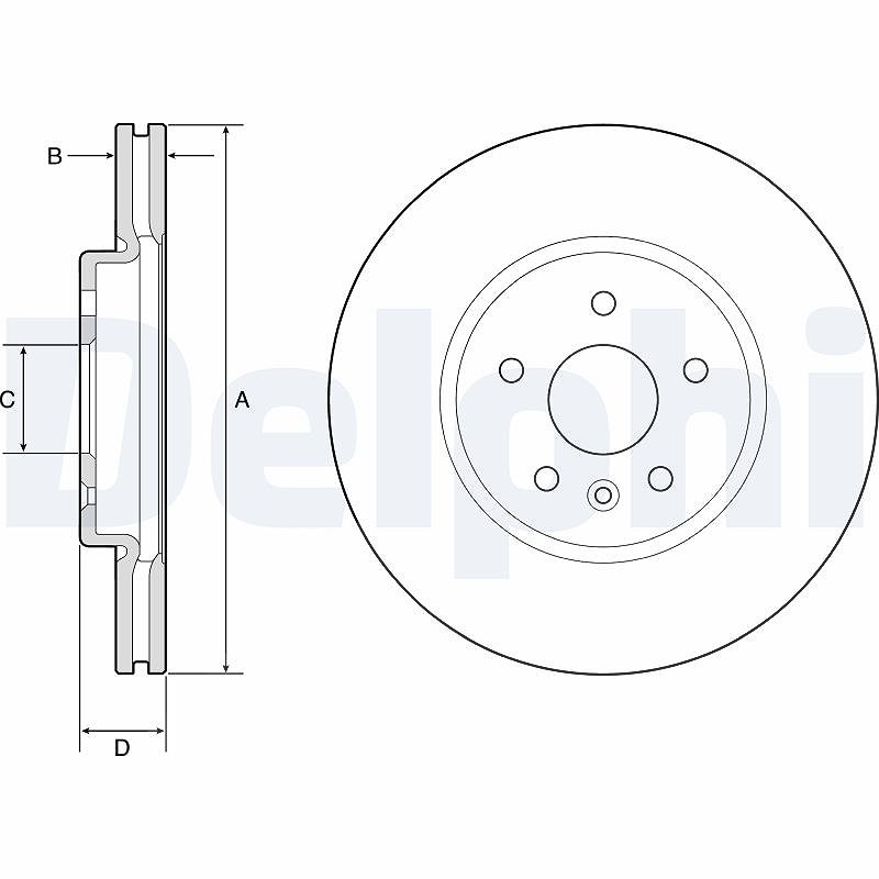 Delphi Bremsscheibe Vorderachse Belüftet [Hersteller-Nr. BG4783C] für Opel, Vauxhall