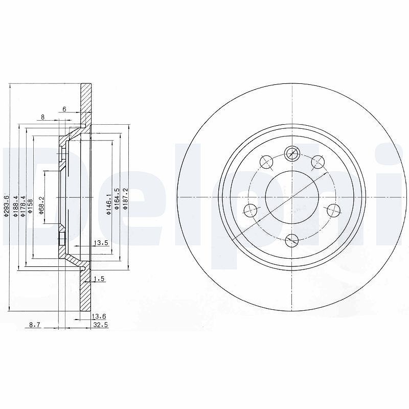 Delphi Bremsscheibe [Hersteller-Nr. BG3518] für Seat, VW, Ford