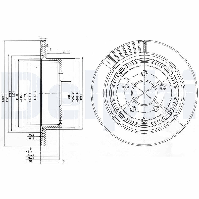 Delphi Bremsscheibe [Hersteller-Nr. BG4041] für Nissan, Infiniti