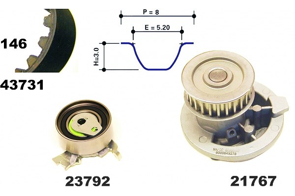 Mapco Wasserpumpe + Zahnriemensatz [Hersteller-Nr. 41731/1] für Vauxhall, Opel