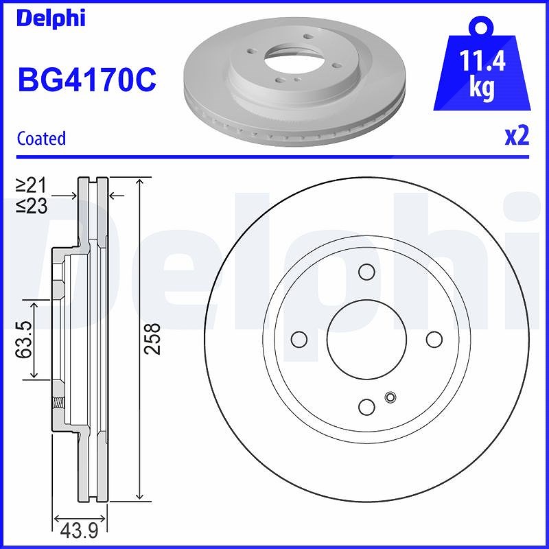Delphi Bremsscheibe [Hersteller-Nr. BG4170C] für Ford