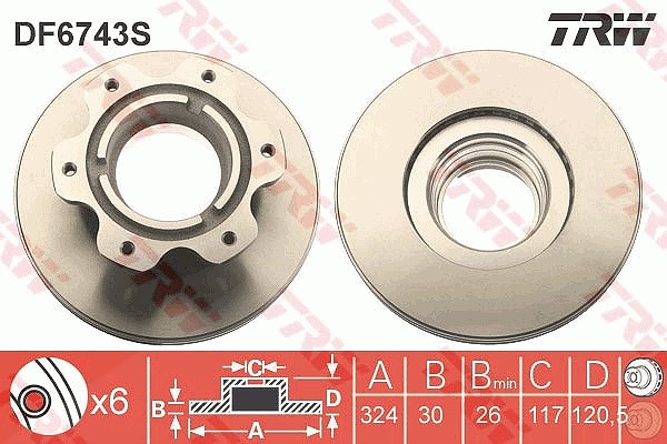 Trw 1x Bremsscheibe [Hersteller-Nr. DF6743S] für Mercedes-Benz