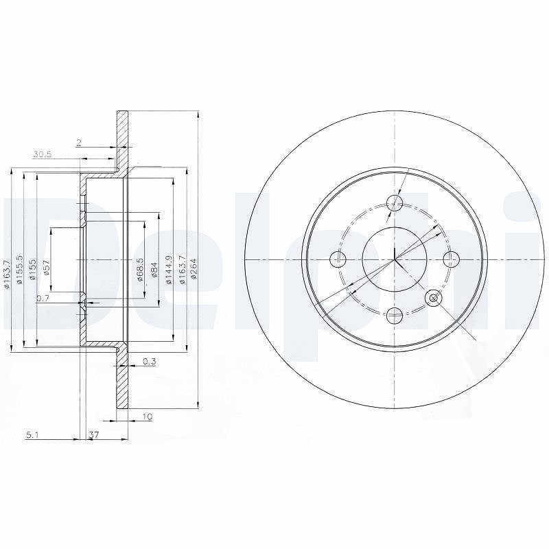 Delphi Bremsscheibe [Hersteller-Nr. BG3885C] für Opel, Vauxhall