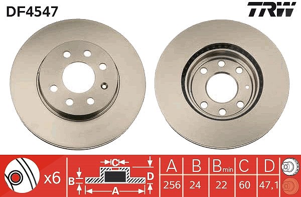 Trw Bremsscheibe Vorderachse Belüftet [Hersteller-Nr. DF4547] für Daewoo, Chevrolet