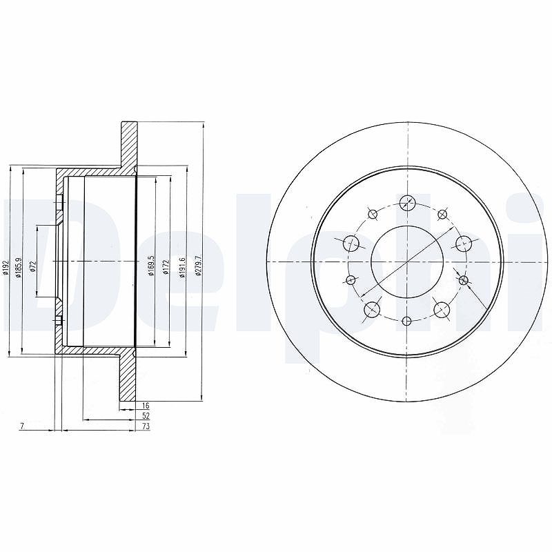 Delphi Bremsscheibe [Hersteller-Nr. BG4061] für Opel, Peugeot, Vauxhall, Fiat, Citroën