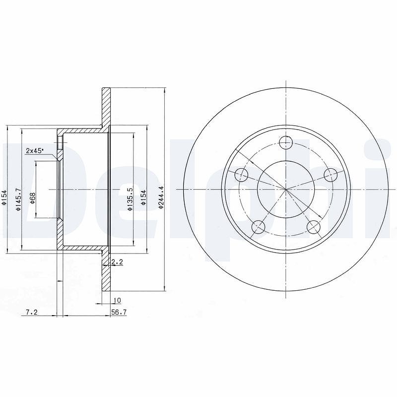 Delphi Bremsscheibe [Hersteller-Nr. BG2746] für Skoda, Audi, VW