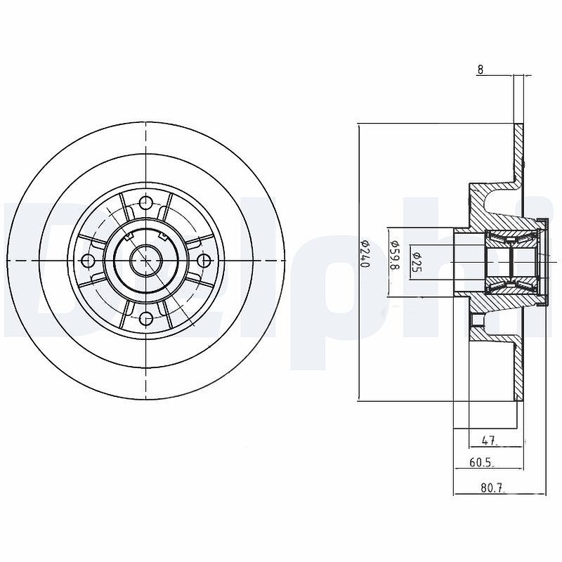 Delphi Bremsscheibe [Hersteller-Nr. BG9028RS] für Renault