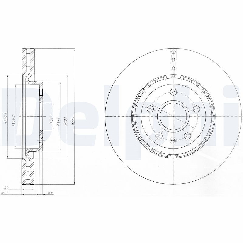 Delphi Bremsscheibe [Hersteller-Nr. BG9068] für Saab, Vauxhall, Opel
