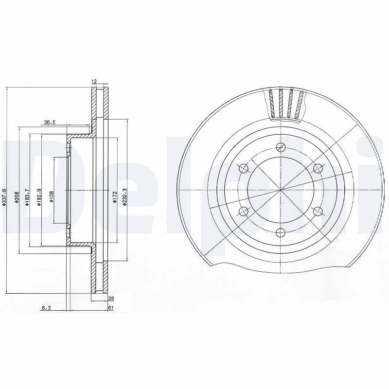 Delphi Bremsscheibe [Hersteller-Nr. BG4052] für Lexus, Toyota