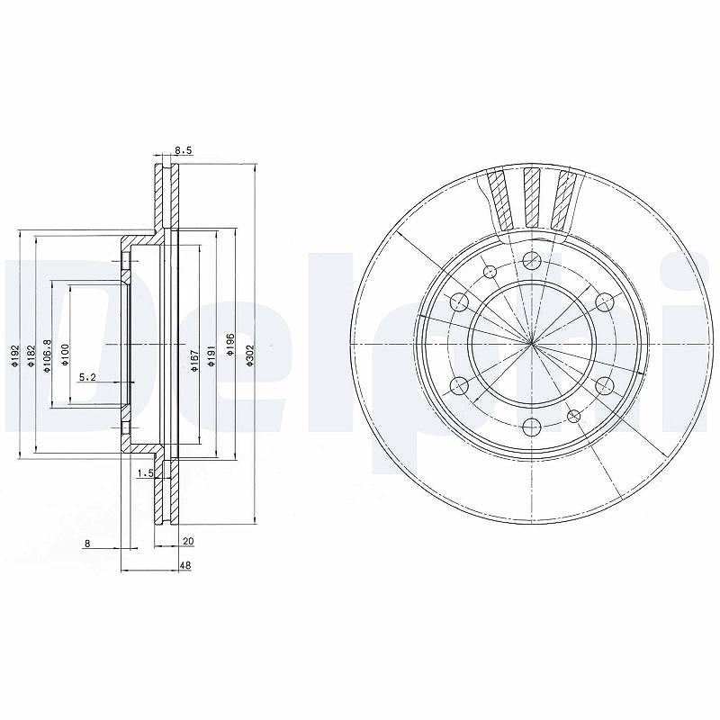 Delphi Bremsscheibe [Hersteller-Nr. BG2591] für Toyota