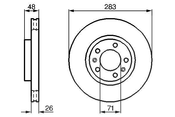 Bosch 1x Bremsscheibe [Hersteller-Nr. 0986478125] für Citroën, Opel, Vauxhall, Peugeot