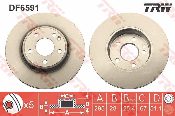 Trw Bremsscheibe [Hersteller-Nr. DF6591] für Mercedes-Benz