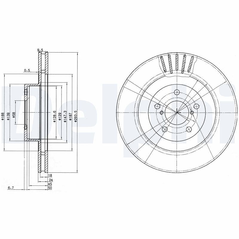 Delphi Bremsscheibe [Hersteller-Nr. BG3413] für Subaru, Toyota