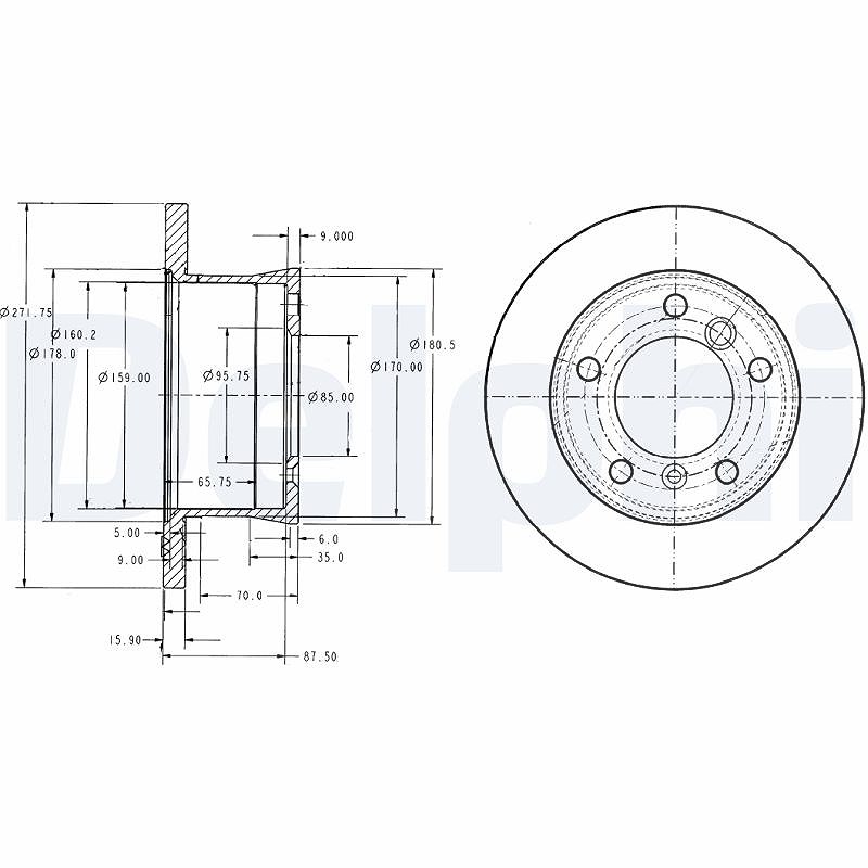 Delphi Bremsscheibe [Hersteller-Nr. BG3237] für Mercedes-Benz, VW