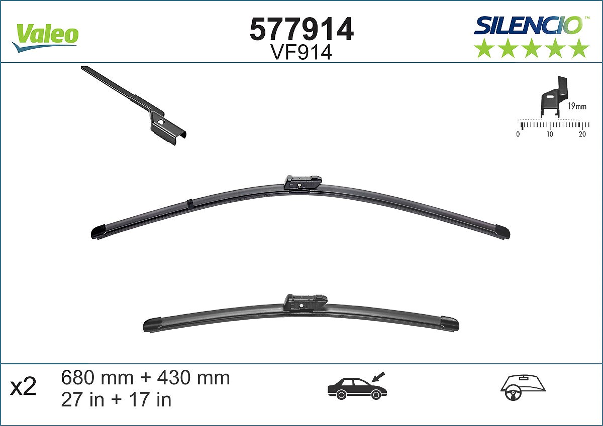 Valeo Wischblatt [Hersteller-Nr. 577914] für Opel, Vauxhall, Tesla, Jaguar