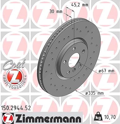 Zimmermann Bremsscheibe [Hersteller-Nr. 150.2944.52] für Mini