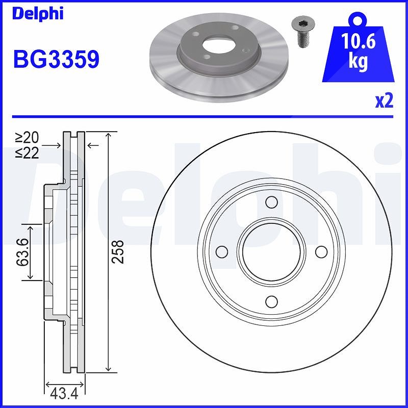 Delphi Bremsscheibe [Hersteller-Nr. BG3359] für Mazda, Ford