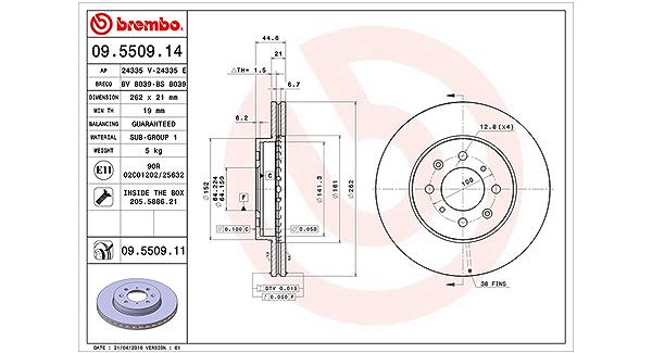 Magneti Marelli Bremsscheibe [Hersteller-Nr. 360406027700] für Honda, Mg, Rover
