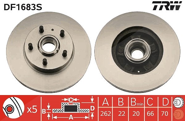 Trw 1x Bremsscheibe [Hersteller-Nr. DF1683S] für Volvo
