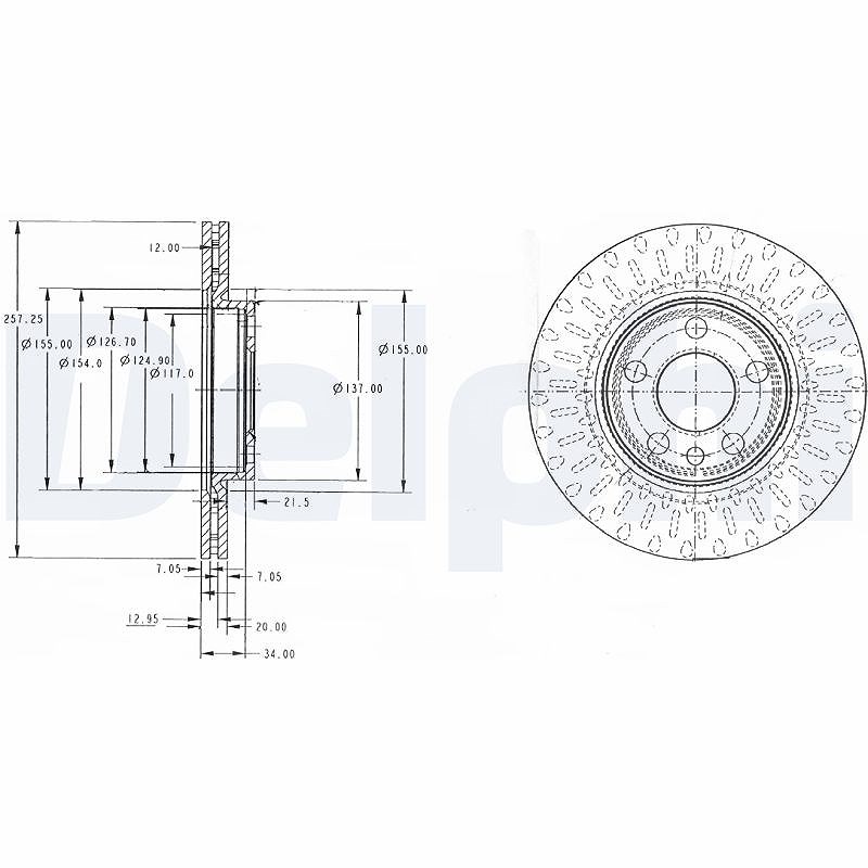 Delphi Bremsscheibe [Hersteller-Nr. BG3222] für Citroën, Peugeot, Fiat