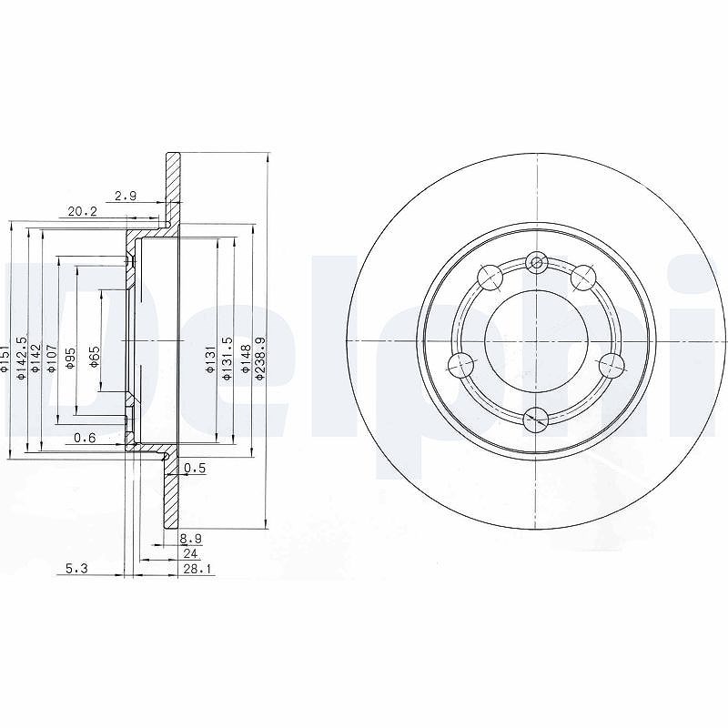 Delphi Bremsscheibe [Hersteller-Nr. BG3738] für VW, Audi, Skoda