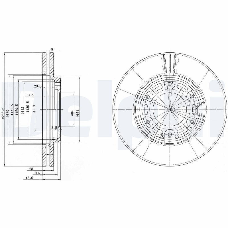 Delphi Bremsscheibe [Hersteller-Nr. BG3193] für Toyota