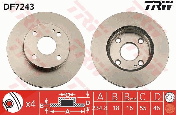 Trw Bremsscheibe [Hersteller-Nr. DF7243] für Mazda