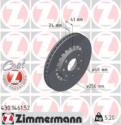 Zimmermann Bremsscheibe [Hersteller-Nr. 430.1461.52] für Vauxhall, Opel, Daewoo