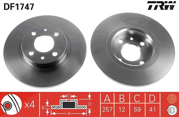 Trw Bremsscheibe [Hersteller-Nr. DF1747] für Lancia, Alfa Romeo, Fiat