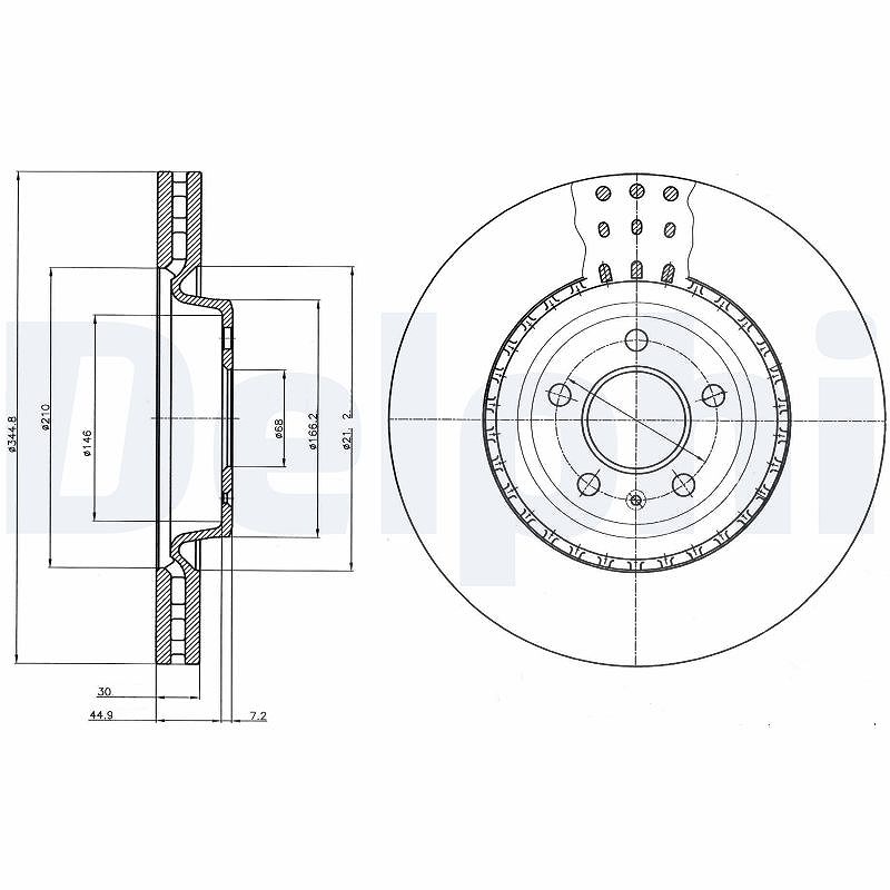 Delphi Bremsscheibe [Hersteller-Nr. BG9110C] für Porsche, Audi
